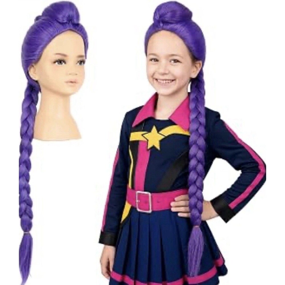 Rumi K-Pop Demon Hunters Purple Long Braided Wig Cosplay 33.5”